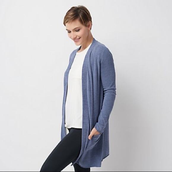 Barefoot Dreams Cozychic Ultra Lite Long Cardi cardigan Lagoon Blue Size 1X